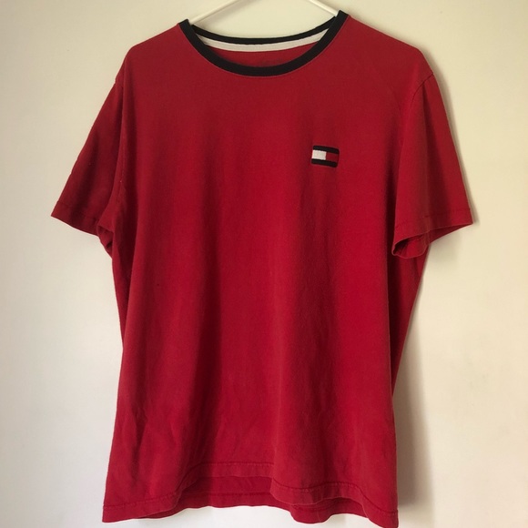 Tommy Hilfiger Red Logo Tee Size Large - Picture 2 of 5